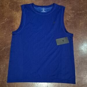 Fabletics Training Day Men Muscle Tank XL Logo Sleeveless Top Blue Wicking Sport